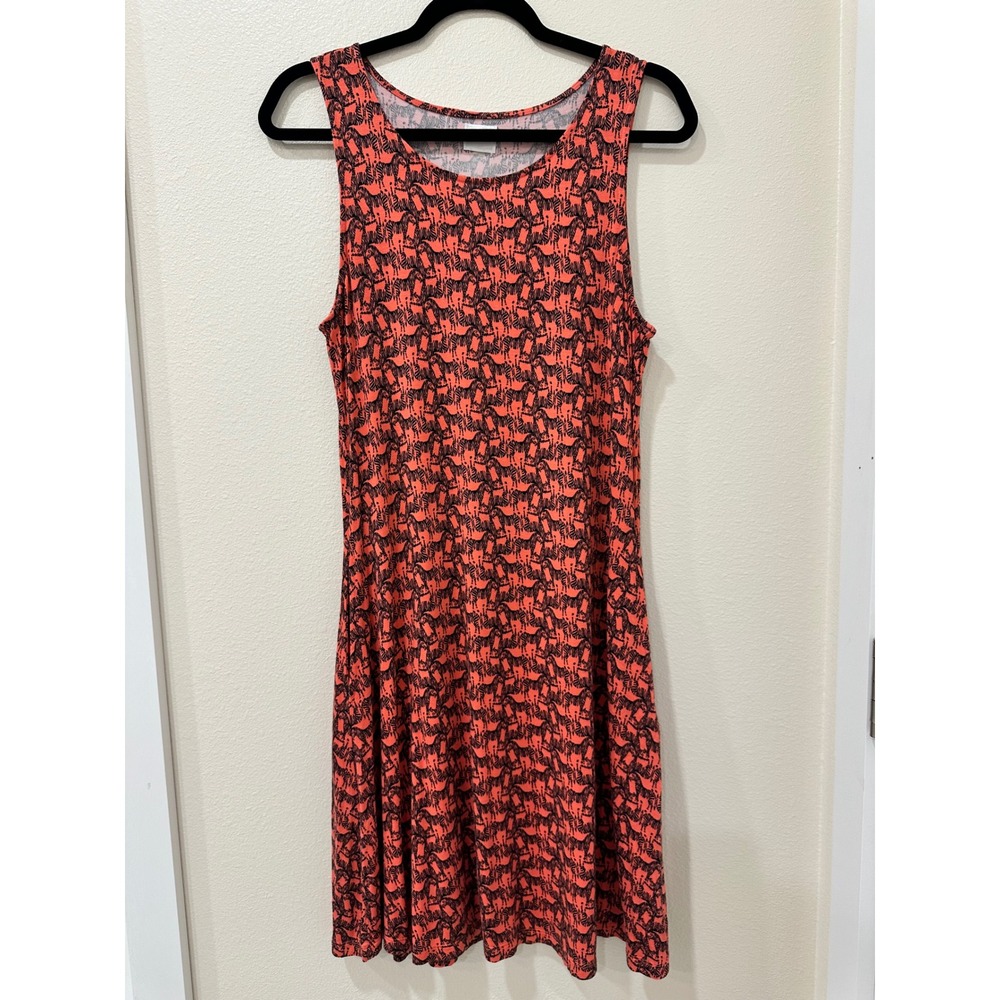 Cupio Womens Coral Pink Black Zebra Print Sleeveless Pocket A-Line Dress Large